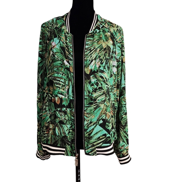 Nwot Juicy Couture Chiffon Bomber Jacket, Jungle Print, size XL - Picture 6 of 10